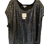 Calvin Klein Women's 3XL Black & Silver Sequin Party Blouse Photo 10