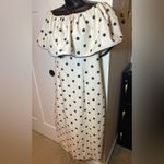 H&M Cream Off-Shoulder Polka Dot Dress Large EUC Photo 2