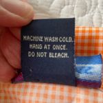 Las Olas  Orange and White Gingham Button Down Shirt Cottagecore Cabincore Retro Photo 5