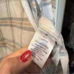 Blue B Collection Women's Oversized 100% Cotton Plaid OverShirt White Neutral‎ M Size M Photo 2