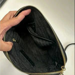 Steve Madden Crossbody Bag Purse Faux Leather Black Gold Two Grommets Accent Photo 3