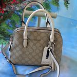 Nine West NWT Beige and Cream Patterned Satchel Photo 1