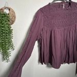 Free People NEW  Smocked In Time Long Sleeve Top Plum Dark Academia Size Medium Photo 5