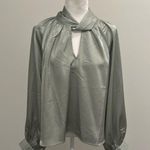 NWT Boutique Lena Sage Green Satin Blouse Sz L Size L Photo 0