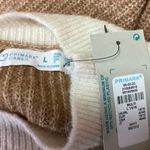 Primark NEW Brown Tan Colorblock Mock Neck Chunky Knit Pullover Sweater Top L Photo 3