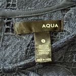 AQUA  Women’s Size S Navy Blue 3D Floral Lace Short Sleeve Shirt Blouse Photo 3