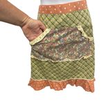 Patchwork Plaid Floral Apron Skirt Cottagecore Boho Ruffle Hem Orange Polka Dot Green Size M Photo 1