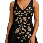 Johnny Was  Joystick Embroidered Black Cream Cotton Mini Dress Small Photo 0