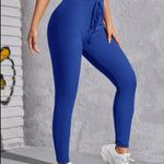 SheIn Royal Blue Knot Waist Ribbed Rib Knit Solid Leggings Large Photo 3