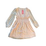 Pastel Pink Smocked Waist Pom Pom Long Sleeve Dress‎ Size Large Photo 2