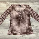 The Limited Black Pink White Sheer Print Ruffled V-Neck Long Sleeve Blouse M Photo 4