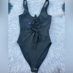 Forever 21  silver Tone Eyelet Corset Lace Bodysuit Photo 3