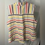 st. john's bay Womens 3XL Red Yellow Blue White Striped Sleeveless Button Up Photo 4