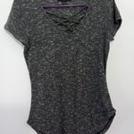 Almost Famous ‎ dark gray short sleeve sweater large (juniors) v neck criss cross Photo 0