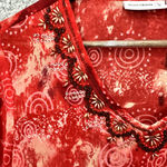 Susan Graver  Top Womens Small Red Geometric‎ Print Beaded Boho Artsy Oversized Photo 6