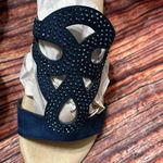 London Fog 🌸  Navy Blue Rhinestone Sandals Photo 1