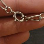 Silver tone long square pendent chain necklace Photo 6