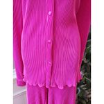 Hot Pink Pleated Lounge Set Button Top Wide Leg Pants 2 Photo 8