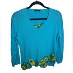 Lisa International Vintage Blue Crochet Hem Y2K Sweater Size L Photo 0