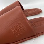 Loewe Logo Embossed Brown Leather Round Toe Slip On Slippers Size 41 Photo 2