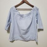 Madewell  blue and white off the shoulder shirt Xs Photo 3