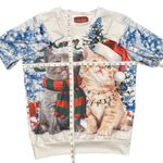 Two adorable Christmas kittens with scarves in the snow sweatshirt whimsical S Photo 3