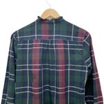 Trovata Birds of Paradis Caroline Ruffle Cuff Blouse Wine Navy Plaid Size Small Blue Photo 6