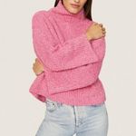 Roam Pink Cannes Mock Neck Chunky Sweater Large Comfy Barbie Barbiecore Spring Photo 2