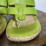 b.o.c. Green Leather Cork Sole Wedge Sandals Size 9 Green Leather Wedges Photo 1