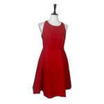 Kate Spade Dress Fit Flare Round Neck Cherry Red Cotton Silk Women’s Size 10 Photo 10