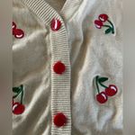 Cream and Red Cherry Print Cropped Cardigan Size undefined Photo 7