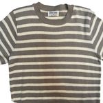 Alfred Dunner  taupe and white striped short sleeved roundneck sweater, size S Photo 7