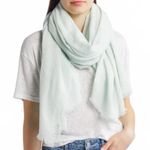 Nordstrom Cotton Gauze Crinkle Scarf NWT Teal Chalk Photo 2