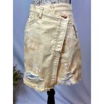 Free People Parker Wrap Denim Mini Skirt Butter Cream Photo 5