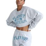 PacSun Playboy By Cropped Sweatshirt Light Gray Size S Photo 0