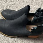 Matte Black Chunky Heeled Ruffle Ankle Bootie | Size 7.5 Photo 5
