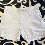 Per Se Linen Shorts  Blue White Striped Elastic Drawstring Waist Photo 0