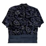 Vtg Womens JSJ Petites Black Velvet Paisley Belted Jumpsuit 90s Short Sleeve 12 Size 12P Photo 5