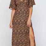 Nasty Gal Abstract Spot Print Angel Sleeve Midi Dress Size 8 Photo 0