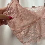 New Ballet Pink Unlined Wireless Plunge Triangle Lace Bralette Top Size Large Photo 1