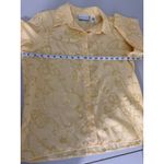 Vtg Butter Yellow Butterfly Shimmer Lightweight 3/4 Sleeve Button Photo 4