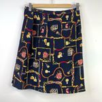 Petite Sophisticate Vintage Y2K Classic Horsebit Chain Ribbon Floral Navy Blue Silk Wrap Skirt 4P 4 Photo 5