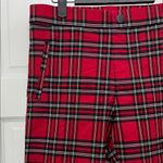 ZARA Red and Black Tartan Plaid Pull On Skinny Pants - Size Large Photo 1