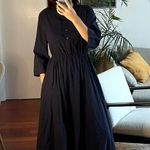 Jenni Kayne  Seersucker Shirt Dress dark blue cotton Size S striped Photo 0
