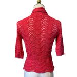 Elle  Fuchsia Pink Open-Front Knit Shrug Cardigan Sweater Silver Metallic XS Photo 3