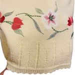 Nikki Vintage Yellow Embroidered Floral Cottagecore Grannycore Knit Sweater Top Size M Photo 4