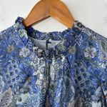 Marie Oliver  Silk Mini Dress Size Large Paisley Ruffle Boho Chic Coastal Cowgirl Photo 5