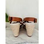 Cole Haan  Crystal Wedge Leather Espadrille Strap Sandal, Brown, Size 9, NWOB‎ Photo 12
