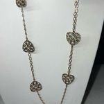 Sterling Silver with Gold Overlay Etched Heart Station Necklace Photo 10