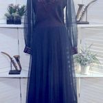 Vintage Abe Schrader 70s Lace Maxi Dress Purple Navy M Size M Photo 0